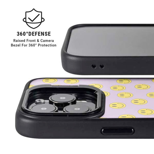 Purple Happy Face Pattern iPhone 16 Pro Kickstand Case